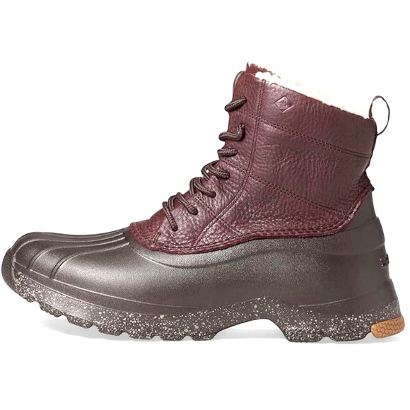 🆕 Sperry Duck Boot Sz 12 Float Lined Leather Waterproof Lace-up Brown/Burgundy